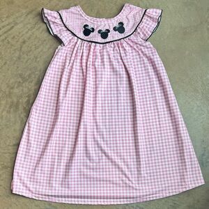 Pink Gingham Kids Dress with Black Accents